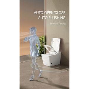 WC Intelligente Moderno Quadrato con Bidet Senza Serbatoio, Telecomando e Apertura Coperchio a Tocco del Piede per il Bagno - Product Image 4