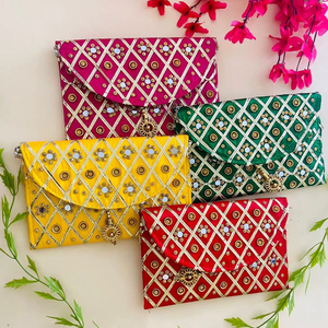 Bolso de mano de noche con espejo al por mayor para mujer, para bodas, fiestas, regalos de boda indios, bolsas de recuerdo para fiestas Haldi, Mehndi, Sangeet - Product Image 1