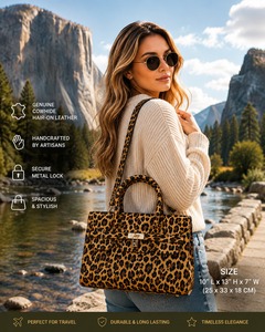 Sac à main en cuir de vachette fait main pour femme, double poignée, fourrure naturelle, style décontracté, idéal pour le shopping – Nouvelle collection très prisée - Product Image 1