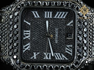 Montre mécanique automatique de luxe Pahal Jewels, boîtier rectangulaire, acier inoxydable, cadran noir, chiffres romains, cristal saphir - Product Image 6