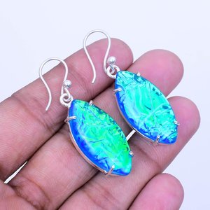 Handmade Australian Triplet Fire <b>Opal</b> 925 Sterling Silver <b>Earrings</b> Boho Jewelry Natural <b>Opal</b> <b>Earrings</b> For Women - Product Image 6