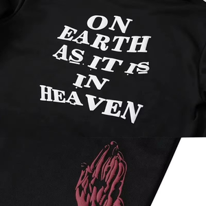 เสื้อสเวตเชิ้ตมีฮู้ดสีดำสำหรับผู้ชาย พิมพ์ลาย "HOLY" สีเทอร์ควอยซ์ พร้อมลายรูปนกพิราบ ทรงโอเวอร์ไซส์ สไตล์สตรีทแวร์ สำหรับใส่ในฤดูใบไม้ร่วง - Product Image 4