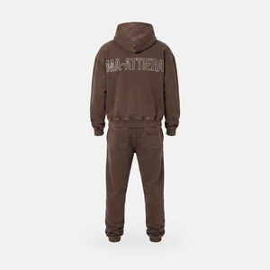 Conjunto de Sudadera con Capucha y Pantalones Deportivos de Algodón Grueso para Hombre, Estilo Urbano Lavado, OEM ODM Venta al Por Mayor - Product Image 3
