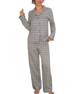 Conjunto de pijama de tela de poliéster elegante y suave con textura arrugada, de manga larga y pantalones, para dormir, para mujer, de Bangladesh. - Product Image 3