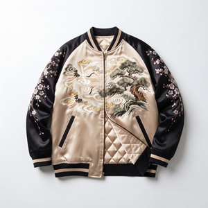 Veste Souvenir Silk Road Sukajan Dragon & Cerise, Bomber Brodé Tokyo Tiger, Veste d'extérieur Rising Sun Sukajan, Mount Fuj - Product Image 2