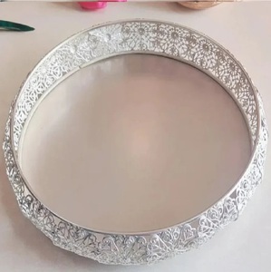 Luxury Industry Trending Beautiful Cut Work <b>Rounded</b> Metal <b>Basket</b> Handle Eco-Friendly Multi-Purpose for Snacks Fruits Gifting - Product Image 1