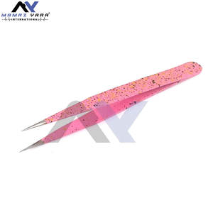 Pinzas de Punta Recta y Curva, Nueva Llegada, Colores Rosa y Negro, Pinzas para Pestañas de Acero Inoxidable, Juego Profesional de 2 Piezas - Product Image 3