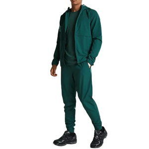 Conjunto Deportivo Informal para Hombre, con Capucha, Color Verde, Cierre de Cremallera, Manga Larga, Color Sólido, con Bolsillos Laterales, para Otoño - Product Image 1