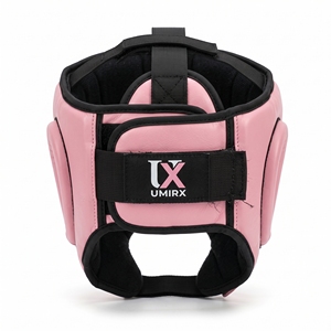 Casque de boxe ouvert pour femmes en cuir PU rose et noir, protège-tête pour kickboxing, entraînement de fitness, logo personnalisé - Product Image 2