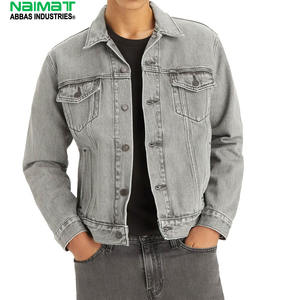Veste en jean grise pour homme, coupe classique slim, style vintage, en coton, vêtement d'extérieur tendance, streetwear décontracté, hauts de qualité supérieure - Product Image 1