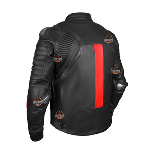 เสื้อแจ็คเก็ตมอเตอร์ไซค์หนังสีดำแดง LAZIB MOTO รุ่น Unisex แขนยาว ระบายอากาศได้ดี สำหรับนักขี่มอเตอร์ไซค์ แข่งรถ ทนต่อการเสียดสี น้ำหนัก 220 กรัม เหมาะกับทุกฤดู - Product Image 5