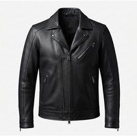 Veste de moto en cuir véritable pour homme, en cuir de vache véritable, veste de motard classique, résistante, fermeture éclair intégrale, veste d'extérieur décontractée pour l'hiver