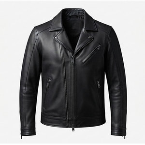 Men's <b>Real</b> <b>Leather</b> Motorcycle <b>Jacket</b> Genuine Cowhide Classic Biker <b>Jacket</b> Heavy Duty Full Zip Casual Winter Outerwear <b>Jacket</b> - Product Image 2