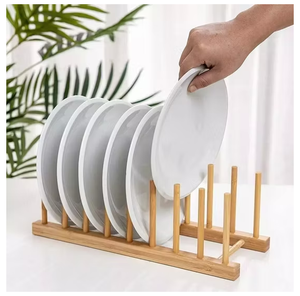 Eco-friendly Acacia <b>Wood</b> Kitchen Dish Drying <b>Rack</b> & Multifunctional Plate Organizer with 10 Slots Sustainable Storage - Product Image 1