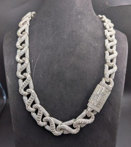 <b>Iced</b> <b>Out</b> Link <b>Chain</b> Necklace VVS Moissanite Baguette Diamond Miami <b>Chain</b> Hip Hop Jewelry For Men In 925 Silver - Product Image 1