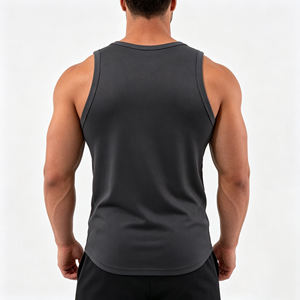 Débardeurs de sport pour hommes en coton avec logo personnalisé, respirants, imprimés, pour l'été, débardeurs côtelés pour hommes - Product Image 3