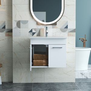24-Inch <b>Wall</b> <b>Mounted</b> Bathroom Vanity with Double Doors Soft-Close Sink Combo and <b>Cabinet</b> Luxury Soft Close Features - Product Image 5