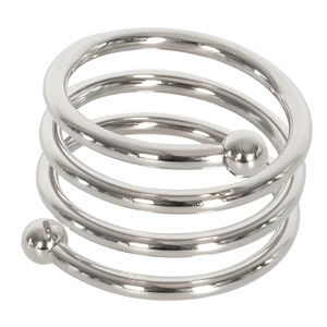 Anneau de serviette en spirale en acier inoxydable poli, décoration de table moderne pour mariages, fêtes et dîners élégants - Product Image 1