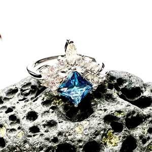 Anillo de topacio azul de Londres, plata de ley 925, piedra de nacimiento de diciembre, joyería elegante, regalo para mujer - Product Image 4