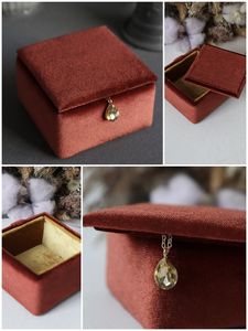<b>Red</b> <b>Velvet</b> Rectangular Box with Gold Floral Embroidery Handmade Wedding Decoration Gift Case - Product Image 4