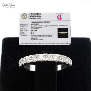 Anillo de compromiso y boda de media eternidad con diamantes blancos naturales de corte redondo de 2.7mm, listo para enviar, con oro blanco macizo de 14k, talla US-6 - Product Image 6
