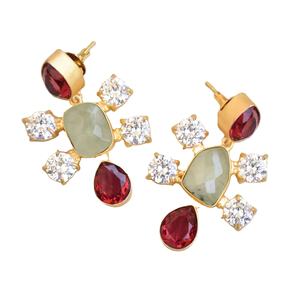 Pendientes de Latón al por Mayor con Piedras Semipreciosas Naturales, Acabado en Oro de 18K, Estilo Moderno, Listos para Venta B2B - Product Image 2