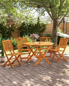Acacia Wood <b>Folding</b> Garden <b>Table</b> Set <b>Outdoor</b> Patio Chairs Slatted Frame Courtyard Furniture - Product Image 1