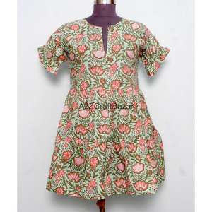 Vestidos Mini de Verano Elegantes y Casuales para Mujer, 100% Algodón, Estilo Vintage, con Mangas Estampadas, para Adolescentes, Fiestas, Noche, Estilo Bohemio - Product Image 1