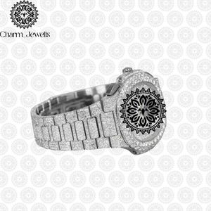 Montre de luxe Charm Jewells en acier inoxydable, cadran en verre de 40 mm, bracelet de 20 mm, mouvement mécanique analogique, résistance à l'eau 10 bars, date automatique - Product Image 4