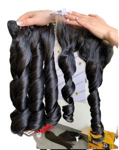 Extensión de cabello vietnamita 100% cabello humano Super doble dibujado hinchable 8-32 pulgadas Set 3 paquete y cierre o Frontal - Product Image 4