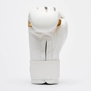 Gants de boxe en cuir blanc avec garniture dorée et fermeture Velcro pour adultes - Product Image 2