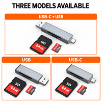 Lecteur de carte mémoire double fente Type C SD TF, adaptateur USB 2.0 OTG en alliage d'aluminium pour téléphone, tablette, ordinateur portable, appareil photo, Plug and Play