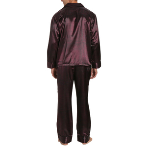 Luxury Custom Men's <b>Satin</b> <b>Pyjamas</b> Long Sleeves Breathable Sleep Wears Black Mens Silk Pajamas Set for Adults wholesale - Product Image 3