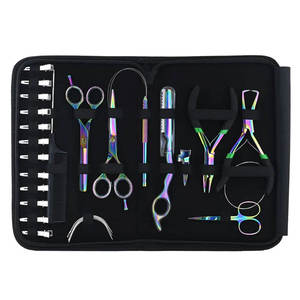 Kit d'outils pour extensions de cheveux en acier inoxydable, pinces professionnelles, ciseaux, peigne pour l'installation et le retrait, style parfait - Product Image 1