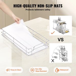 12x21 pouces 2-Tier Fil Tiroir Panier Armoire Organisateur Sous Évier pour Petit Espace De Stockage - Product Image 4