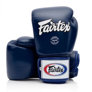 Gants de boxe MMA Fairtex en cuir véritable personnalisés pour l'entraînement et le sparring - Bleu marine - Product Image 1