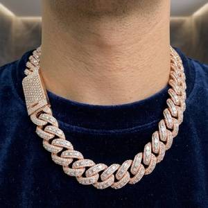 Nuevo Collar de Moda con Moissanita VVS, Plata 925, Pasa la Prueba del Diamante, Cadena Cubana de Moissanita, Pasa el Detector de Diamantes - Product Image 1