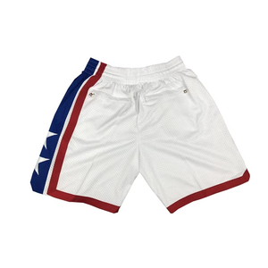 Shorts de basket-ball blancs pour hommes, fermeture à cordon, longueur mi-cuisse, décontractés, respirants, imperméables, séchage rapide, 100% polyester - Product Image 5