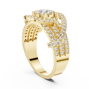 Anillo de Compromiso de Lujo Personalizado para Mujer, Oro de 18k, Diamante Cultivado en Laboratorio, Corte Brillante, Diseño Halo, Bañado en Rodio, para Uso Diario y Bodas - Product Image 3
