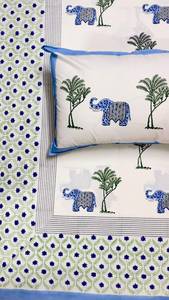 Parure de draps en pur coton imprimée à la main avec 2 taies d'oreiller, literie indienne traditionnelle pour la vente en gros de textiles de maison - Product Image 3