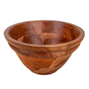 Bol à salade en bois d'acacia naturel écologique, taille personnalisable, grand bol de service artisanal pour fruits et légumes - Product Image 1