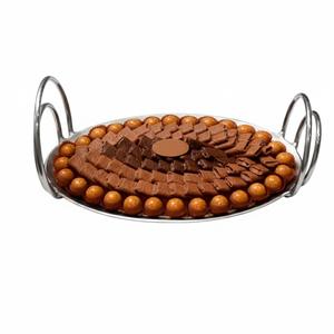 Bandeja de lujo para chocolates, elegante plato de cobre para postres, bandeja decorativa con asa para servir, ideal para regalos de Eid y bodas. - Product Image 6