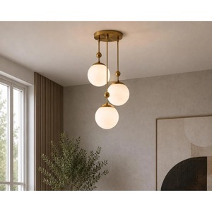 Eye Catching Bronze <b>Ceiling</b> Pendant <b>Light</b> With Three Globe Shades Circular Design Lighting Decoration - Product Image 4