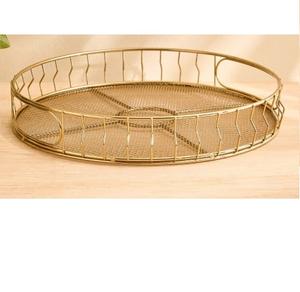 Plateau de service en marbre et métal pour la maison, les cafés et les restaurants, idéal pour les mariages, les fêtes et la décoration de table, vaisselle de dîner - Product Image 1