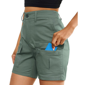 100% Cotton Women's Cargo Shorts Large Zipper <b>Thigh</b> Pocket Anti Shrink High Quality Fabric Lightweight Skin Friendly Women's Sho - Product Image 2