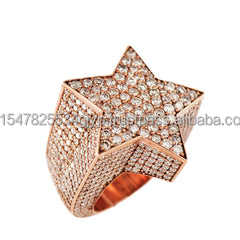 Vidhi Jewellery Bague de mariage incrustée personnalisée 18 carats avec visage d'étoile classique Bague d'anniversaire de fiançailles en diamant de culture - Product Image 3