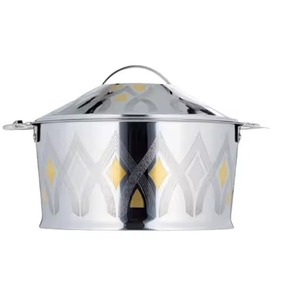 Designer Metal Hot Pot Insulated Casserole Stainless Steel <b>Food</b> Warmer Serving Bowl with Lid for Kitchen Dining Premium Quality - Product Image 1