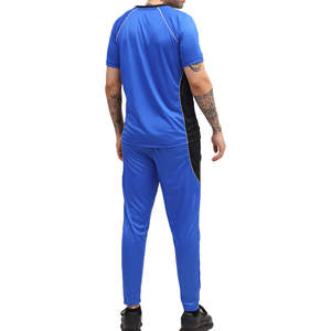 Conjunto Deportivo de Dos Piezas para Hombre, Talla Grande, Informal, Azul Sólido, Camiseta Deportiva de Manga Corta y Pantalones Jogger - Product Image 2