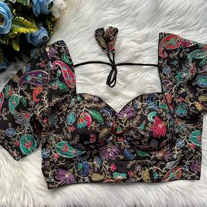 Chemisier de mariage simple en lin épais 100% coton pour femme |   Broderie de designer, lavable, impression numérique, style indie folk ethnique | - Product Image 1