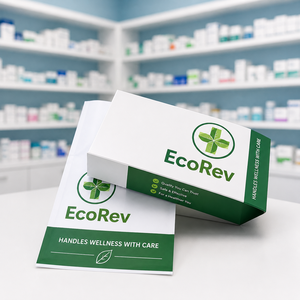 Bolsa de Papel Blanca de Lujo Reciclable EcoRev Pharmacy con Base Reforzada, Asas Retorcidas, Impresión Offset, Bolsa Ecológica para Medicamentos - Product Image 6